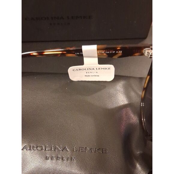 Carolina Lemke Lilo Cat Eye Sunglasses With Leather Case, Cloth, And Box New